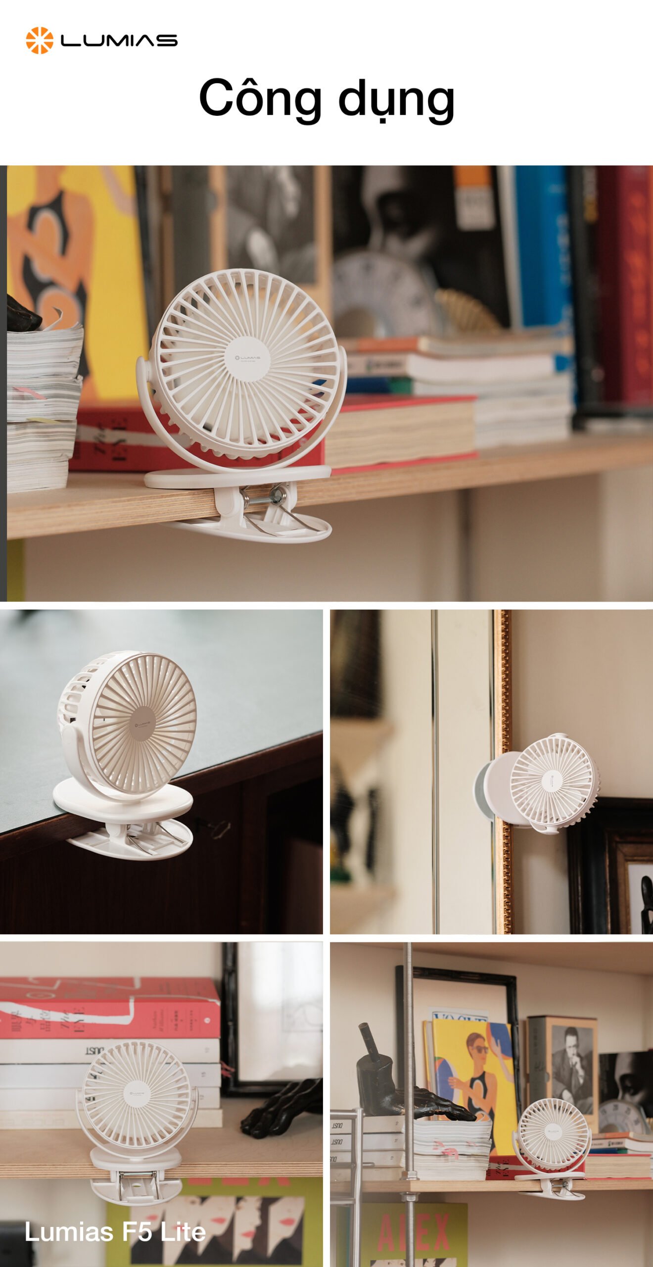 Đặc điểm quạt mini tích điện Lumias F5 Lite