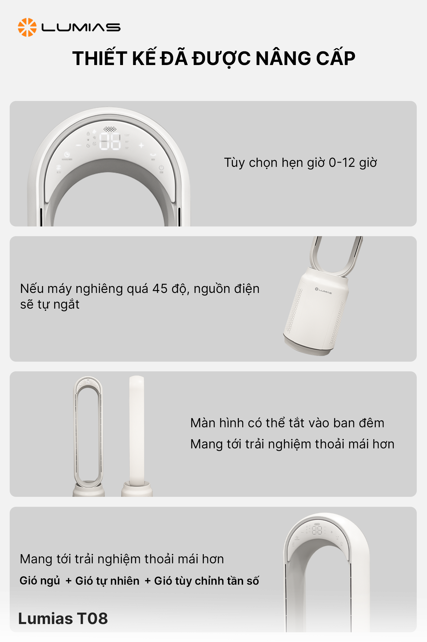 Đặc điểm quạt không cánh Lumias T08